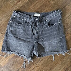 Madewell Distressed Black Denim Cutoff Shorts